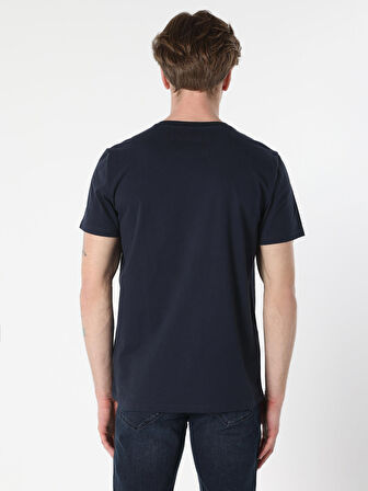 Regular Fit Bisiklet Yaka Basic Lacivert Erkek Kısa Kol Tişört