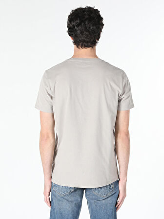 Regular Fit Bisiklet Yaka Basic Taş Erkek Kısa Kol Tişört