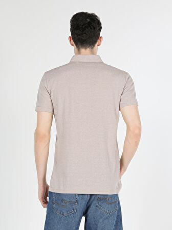 Regular Fit Polo Yaka Bej Erkek Kısa Kol Tişört