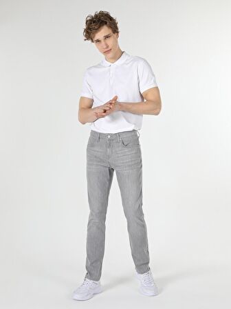 Normal Kesim Düşük Bel Düz Paça Gri Erkek Pantolon