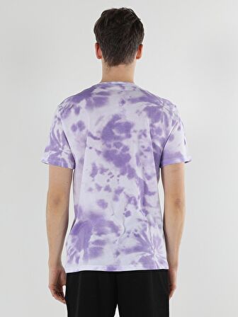 Comfort Fit Bisiklet Yaka Mor Erkek Kısa Kol Tişört