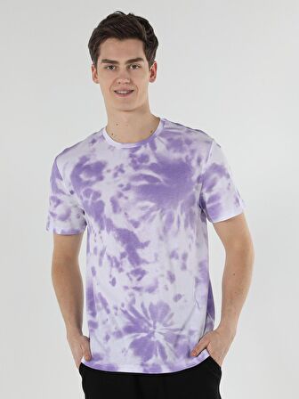 Comfort Fit Bisiklet Yaka Mor Erkek Kısa Kol Tişört