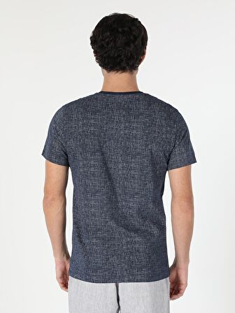 Regular Fit Bisiklet Yaka Erkek Lacivert Kısa Kol Tişört