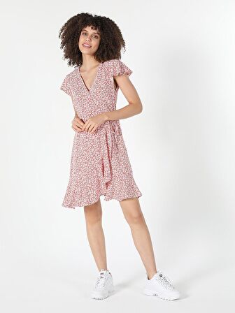 Slim Fit Çiçek Baskılı Kadın Çok Renkli Elbise