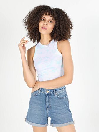 Slim Fit Crop Beyaz Kadın Atlet