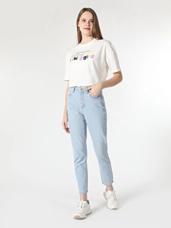 896 Marıa Mom Fit Yüksek Bel Daralan Paça Mavi Kadın Jean Pantolon Cl1059104