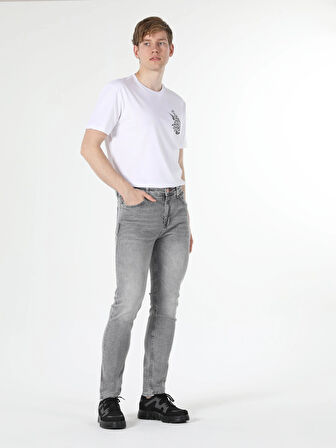 035 Ryan Süper Slim Fit Yüksek Bel Dar Paça Gri Erkek Jean Pantolon Cl1059178