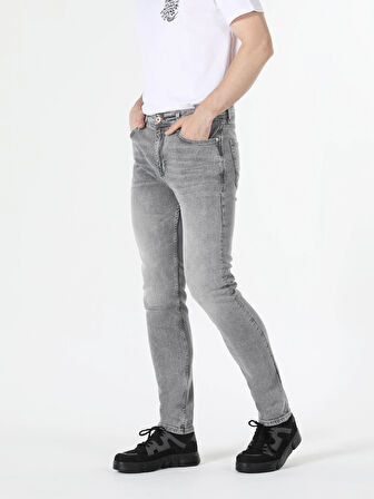 035 Ryan Süper Slim Fit Yüksek Bel Dar Paça Gri Erkek Jean Pantolon Cl1059178