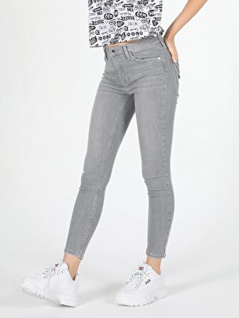 759 Lara Orta Bel Dar Kesim Dar Paça Kadın Gri Jean Pantolon Cl1059279