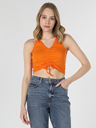 Slim Fit Crop Turuncu Kadın Atlet