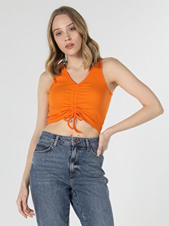 Slim Fit Crop Turuncu Kadın Atlet