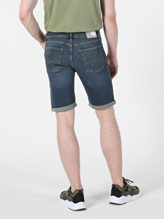 Düşük Bel Normal Kesim Erkek Mavi Jean Şort