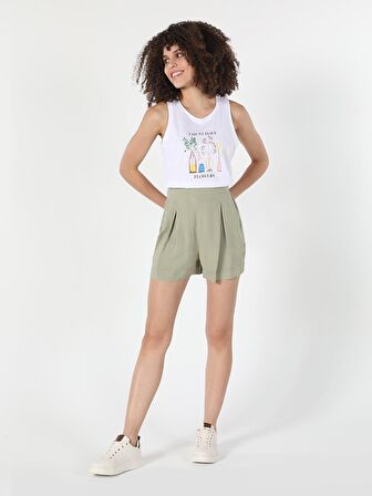 Regular Fit Yüksek Bel Normal Kesim Kadın Şort