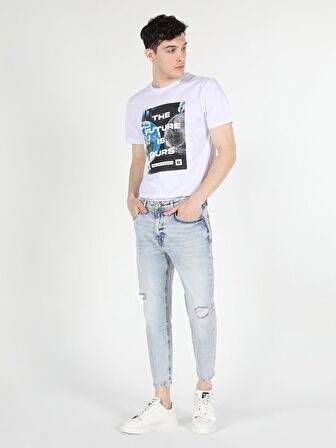 039 Lucas Normal Kesim Dar Paça Mavi Erkek Pantolon