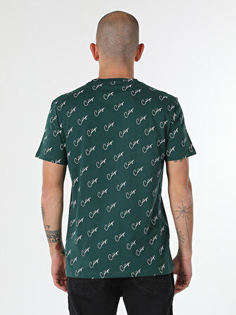 Regular Fit Baskılı Yeşil Erkek Kısa Kol Tişört