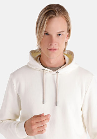 Regular Fit   Erkek Beyaz Sweatshirt