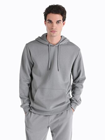 Regular Fit Kapüşonlu Gri Erkek Sweatshirt
