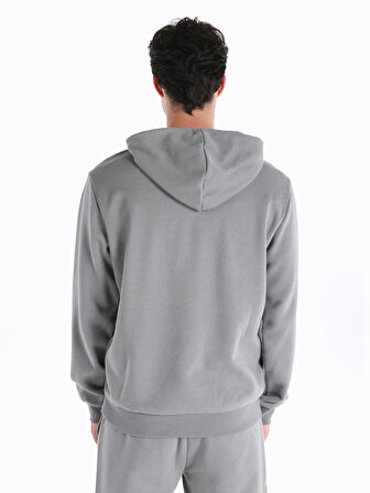 Regular Fit Kapüşonlu Gri Erkek Sweatshirt
