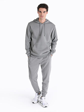 Regular Fit Kapüşonlu Gri Erkek Sweatshirt