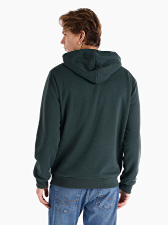 Regular Fit Kapüşonlu Yeşil Erkek Sweatshirt