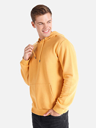 Regular Fit Kapüşonlu Sarı Erkek Sweatshirt