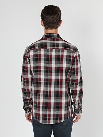 Regular Fit Bordo Erkek Uzun Kol Gömlek