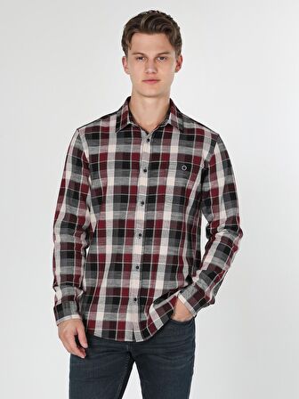 Regular Fit Bordo Erkek Uzun Kol Gömlek