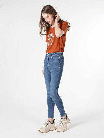 760 Diana Slim Fit Yüksek Bel Dar Paça Kadın Mavi Jean Pantolon Cl1060405