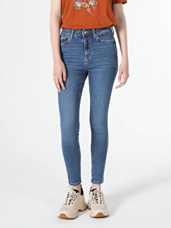 760 Diana Slim Fit Yüksek Bel Dar Paça Kadın Mavi Jean Pantolon Cl1060405