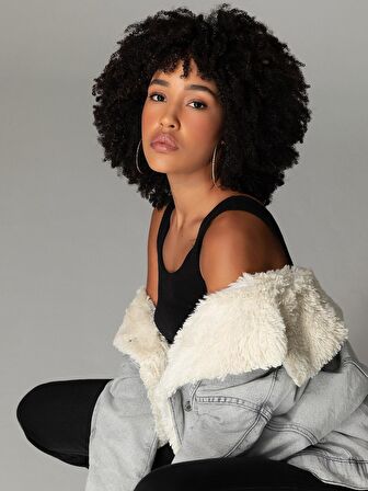 Oversize Kürklü Yaka Jean Kadın Ceket