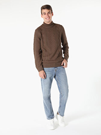 Regular Fit Kahverengi Erkek Kazak