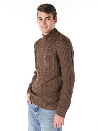 Regular Fit Kahverengi Erkek Kazak