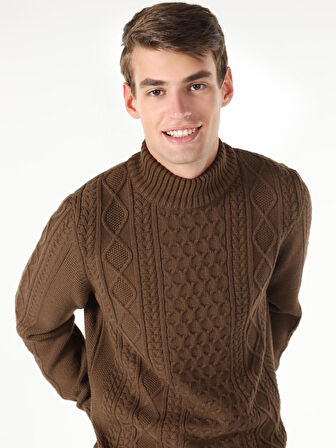 Regular Fit Kahverengi Erkek Kazak