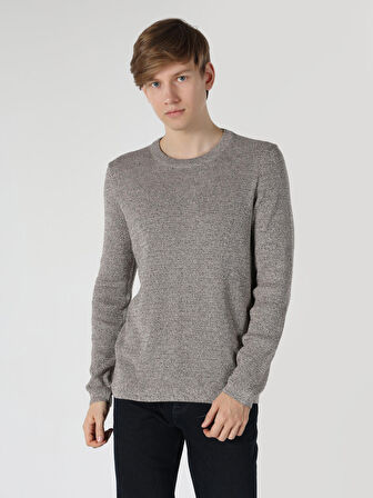 Slim Fit Kahverengi Erkek Triko Kazak