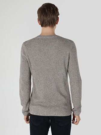 Slim Fit Kahverengi Erkek Triko Kazak