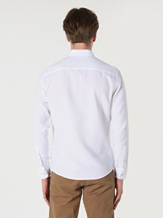Slim Fit Beyaz Erkek Uzun Kol Gömlek