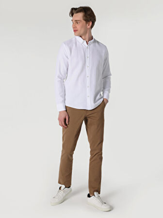 Slim Fit Beyaz Erkek Uzun Kol Gömlek