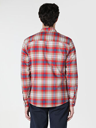 Slim Fit Kareli Çok Renkli Erkek Uzun Kol Gömlek
