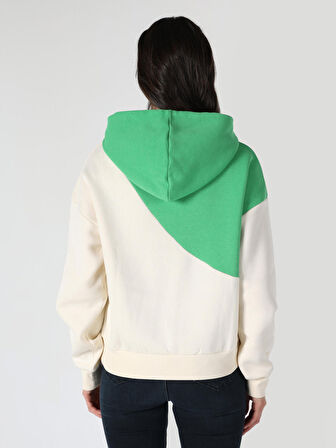 Regular Fit Kapüşonlu Yeşil Kadın Sweatshirt