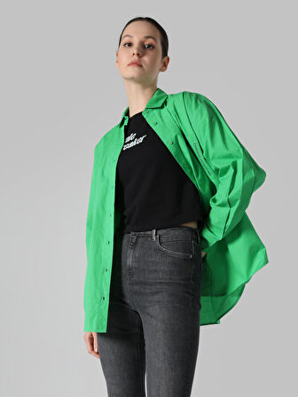 Regular Fit Yeşil Kadın Uzun Kol Gömlek