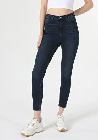 760 Dıana Skinny Fit Yüksel Bel Dar Paça Kadın Koyu Mavi Jean Pantolon Cl1062195