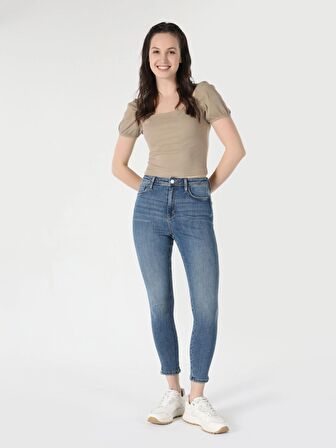 760 Diana Süper Dar Kesim Yüksek Bel Dar Paça Mavi Kadın Jean Pantolon Cl1062340