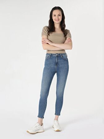 760 Diana Süper Dar Kesim Yüksek Bel Dar Paça Mavi Kadın Jean Pantolon Cl1062340