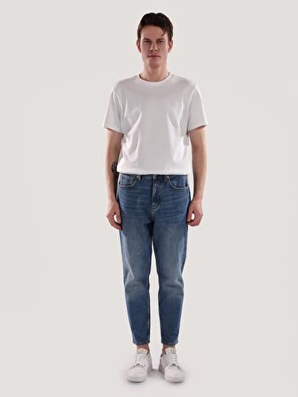 058 Otto Loose Tapered Fit Düz Paça Mavi Erkek Jean Pantolon Cl1062423