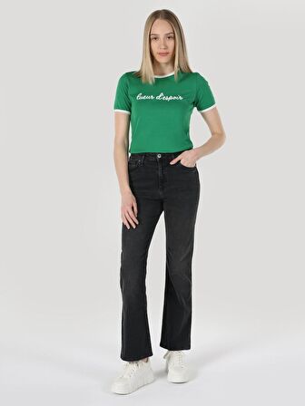 791 Monıca Normal Kesim Normal Bel Geniş Paça Gri Kadın Jean Pantolon Cl1062459