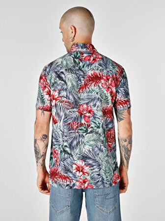 Regular Fit Baskılı Çok Renkli Erkek Kısa Kol Gömlek Cl1062611