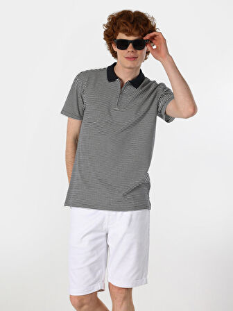 Regular Fit Lacivert Erkek Polo Yaka Kısa Kol Tişört