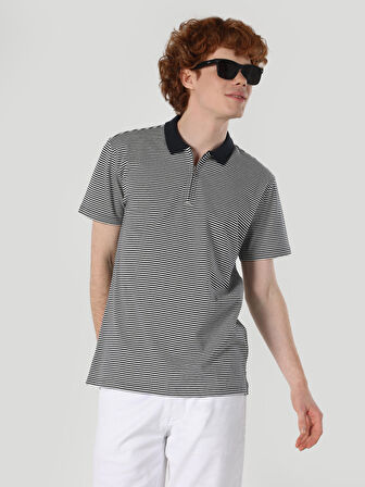 Regular Fit Lacivert Erkek Polo Yaka Kısa Kol Tişört