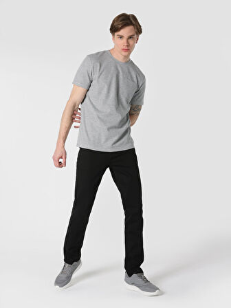 Regular Fit Bisiklet Yaka Basic Gri Erkek Kısa Kol Tişört