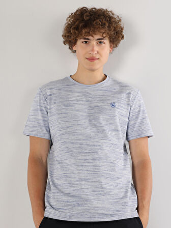 Regular Fit Bisiklet Yaka Basic Mavi Erkek Kısa Kol Tişört